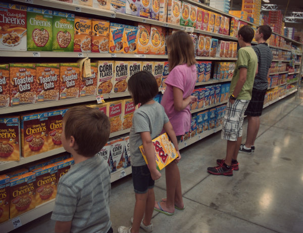 Kids in cereal aisle