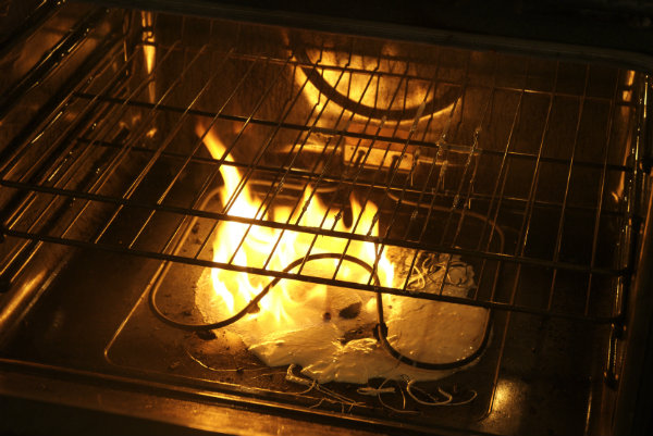 oven on fire