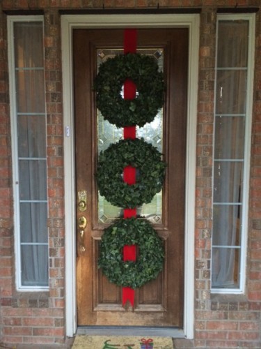 front door three wreaths