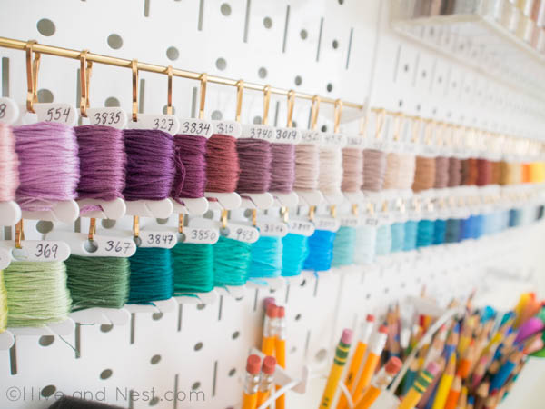 organized embroidery thread